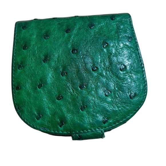 Genuine Ostrich Leather Bifold Wallet – Stunning Green, Pristine Condition! - Picture 7 of 10